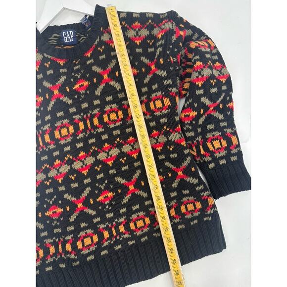 Gap Vintage Sweater Womens Medium Black Striped Retro Pullover Crewneck X's - Picture 15 of 16